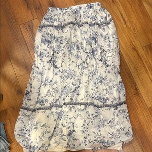 Calypso St. Barth Blue and Cream Floral Maxi Skirt